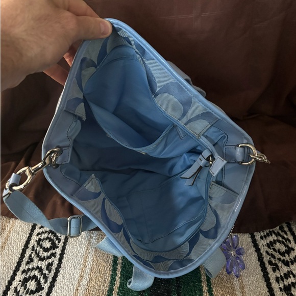 Coach Signature Light Blue Jacquard Satchel | Authentic | Shoulder Bag - Picture 5 of 6
